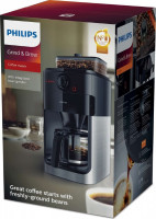 Кофеварка Philips HD7767 Grind & Brew, черный/металлик